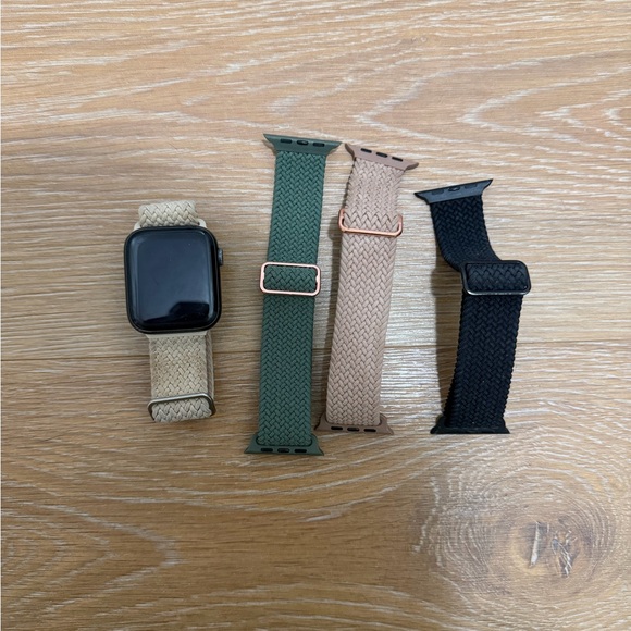 Apple Smartwatch with Black Green and Tan Bands